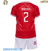 Camisa de time de futebol Dinamarca Joachim Andersen #2 Replicas 1º Equipamento Infantil Europeu 2024 Manga Curta (+ Calças curtas)